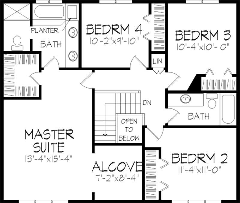Floor Plan Second Story of Tudor Plan #146-2084