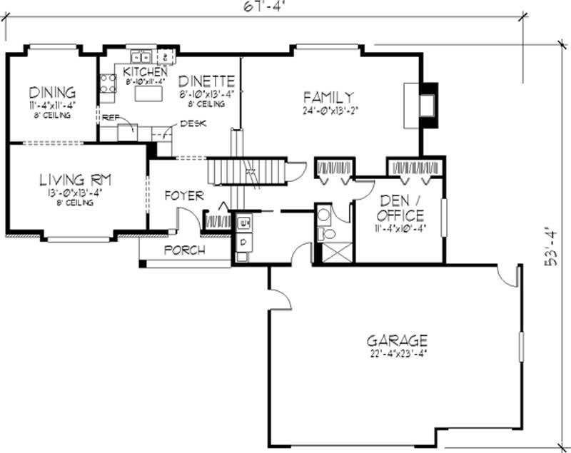 Floor Plan First Story of Tudor Plan #146-2090