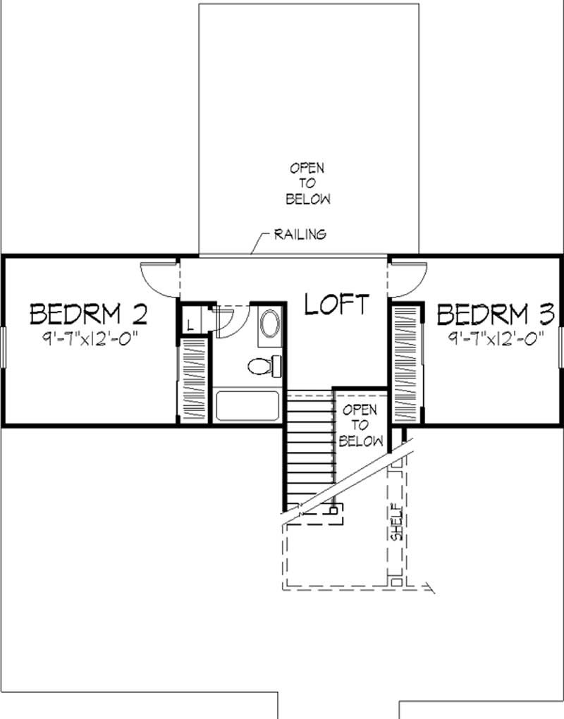 Floor Plan Second Story of Cape Cod Plan #146-2103