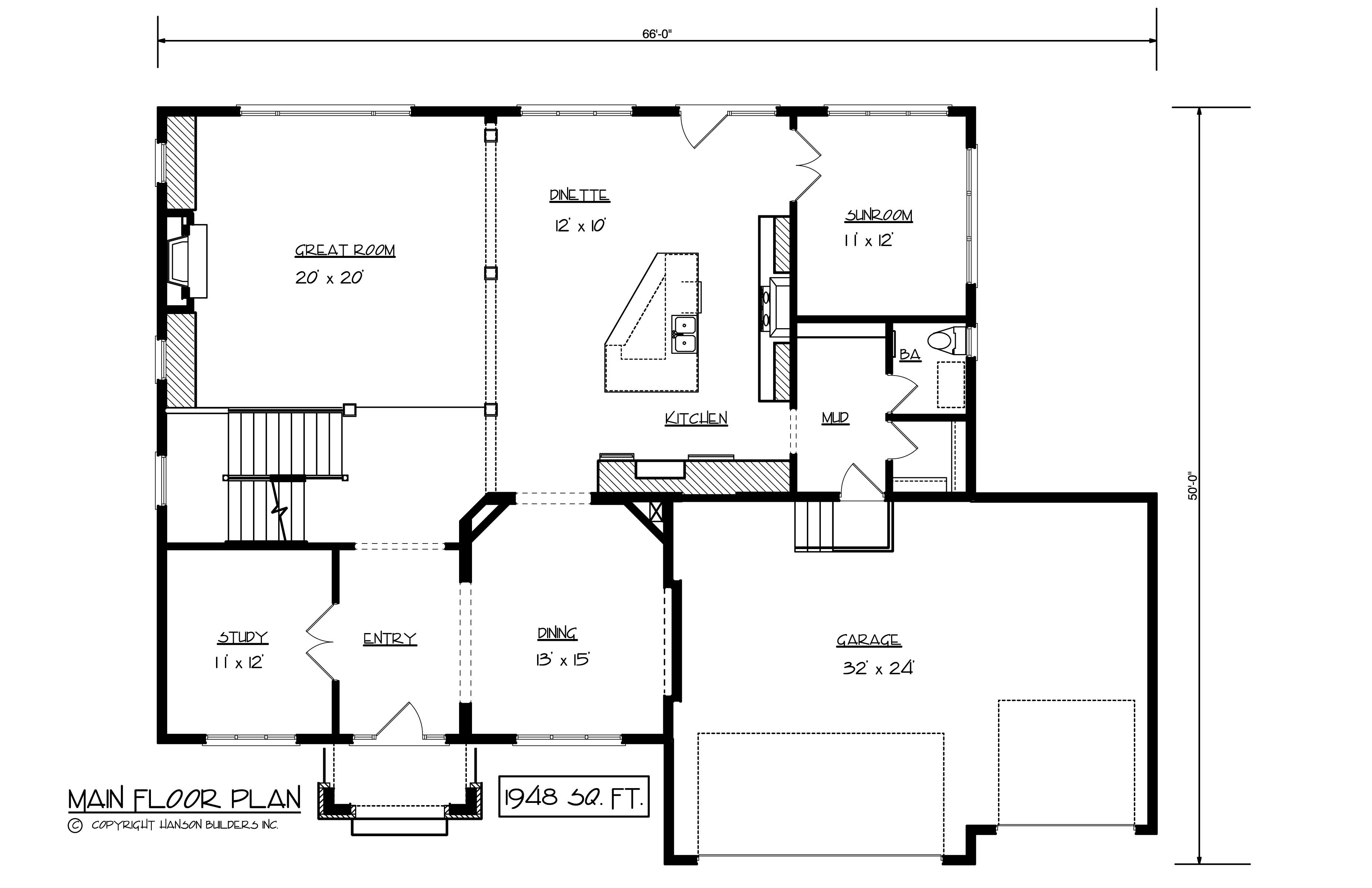 Floor Plan First Story of Country Plan #146-2104