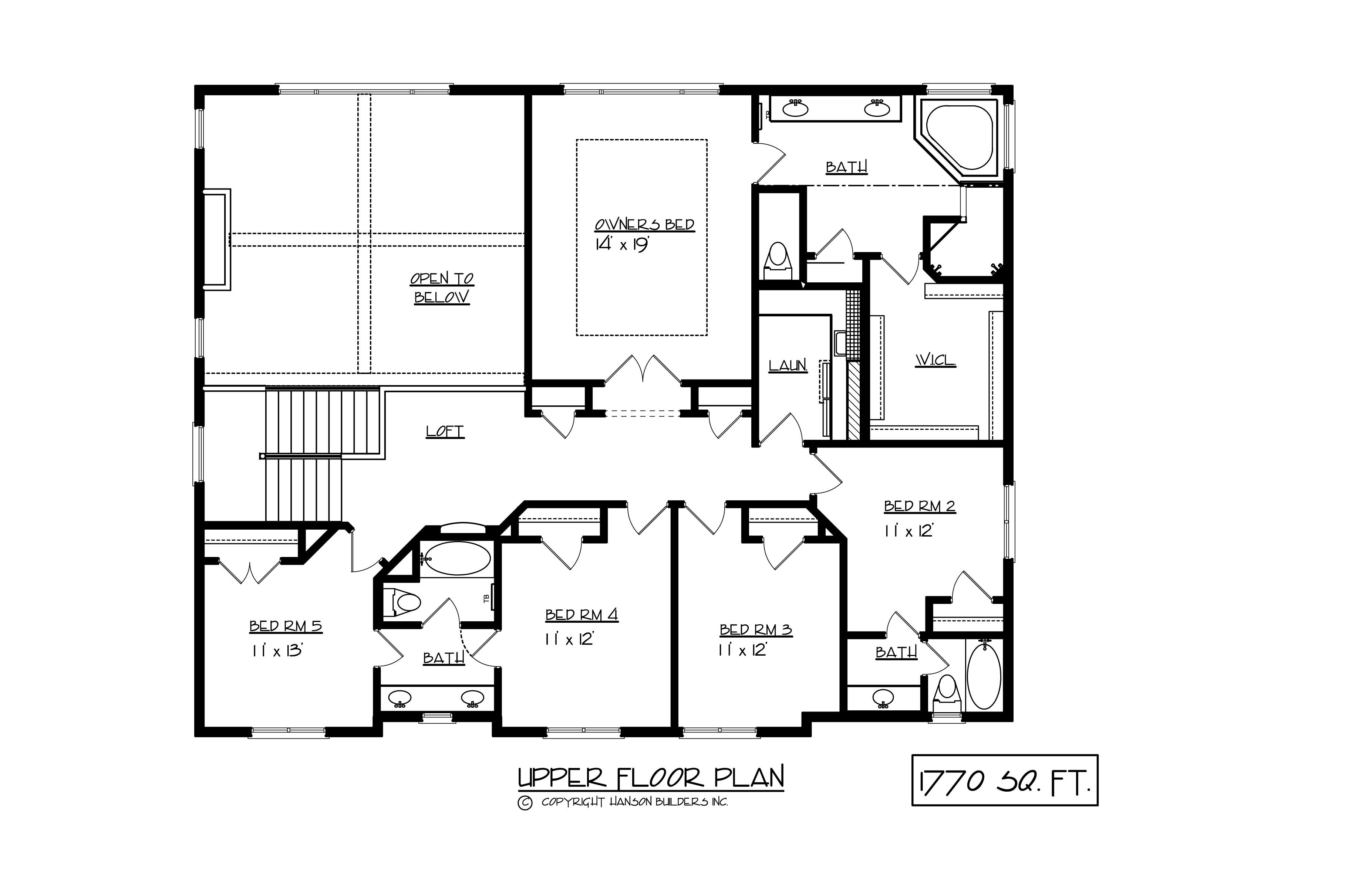 Floor Plan Second Story of Country Plan #146-2104