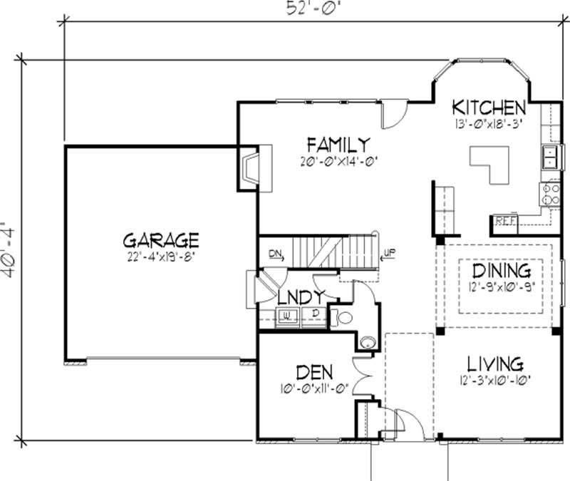 Floor Plan First Story of Cape Cod Plan #146-2105