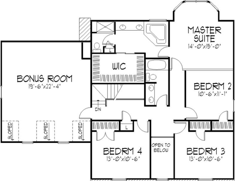 Floor Plan Second Story of Cape Cod Plan #146-2105