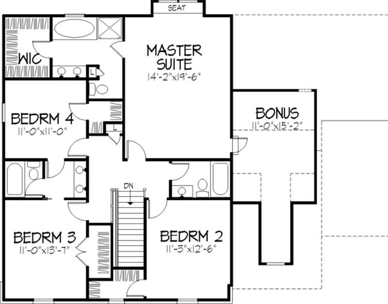 Floor Plan Second Story of Country Plan #146-2108