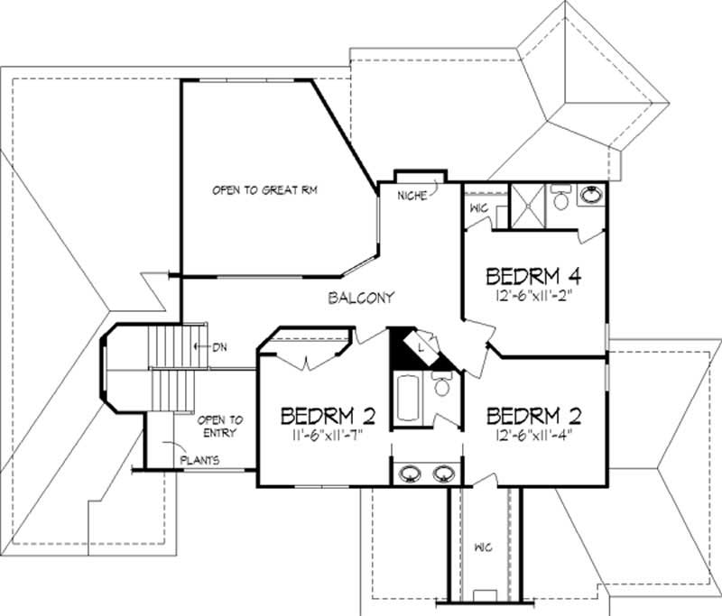 Floor Plan Second Story of Cape Cod Plan #146-2109