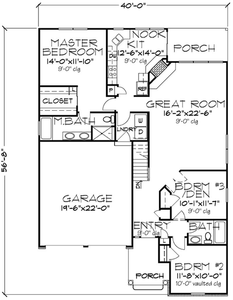 Floor Plan First Story of Bungalow Plan #146-2113