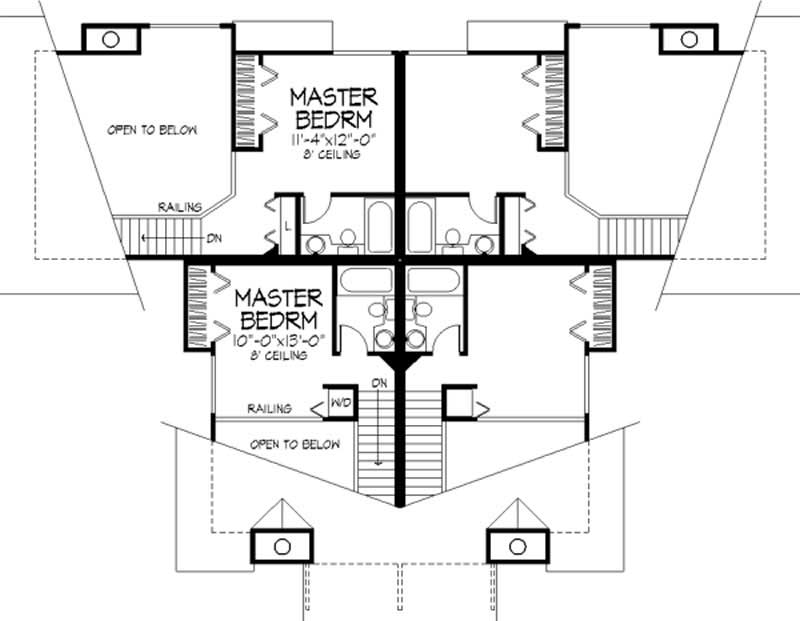 Floor Plan Second Story of Multi-Unit Plan #146-2116