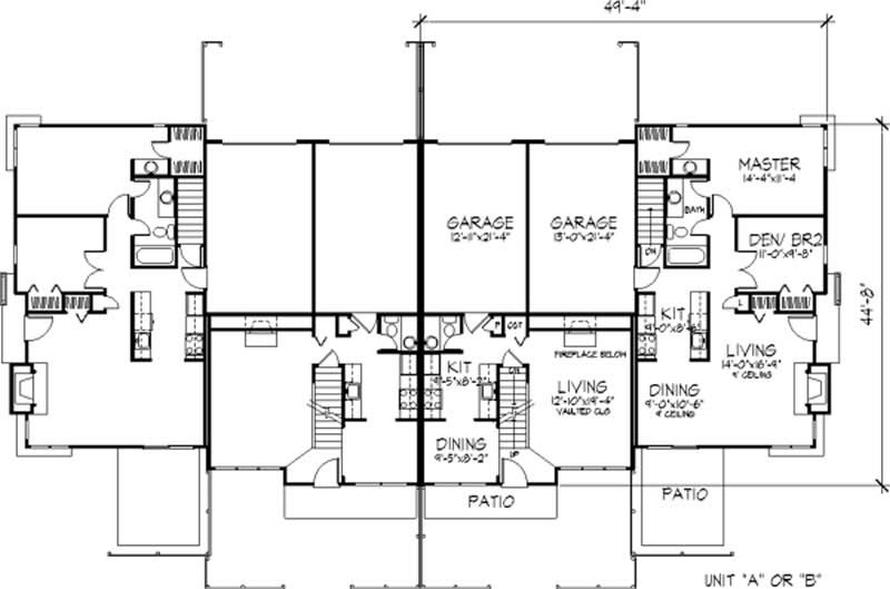 Floor Plan First Story of Multi-Unit Plan #146-2117