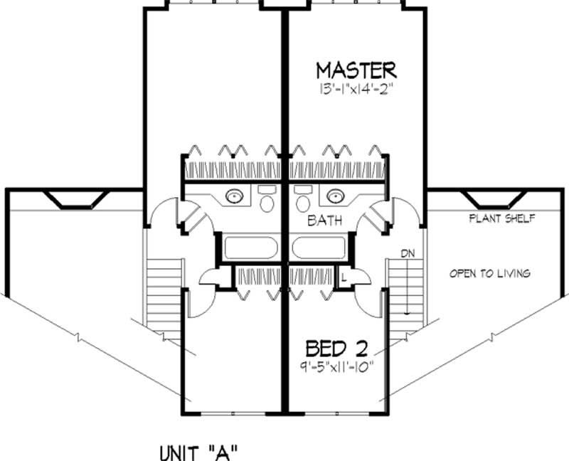 Floor Plan Second Story of Multi-Unit Plan #146-2117