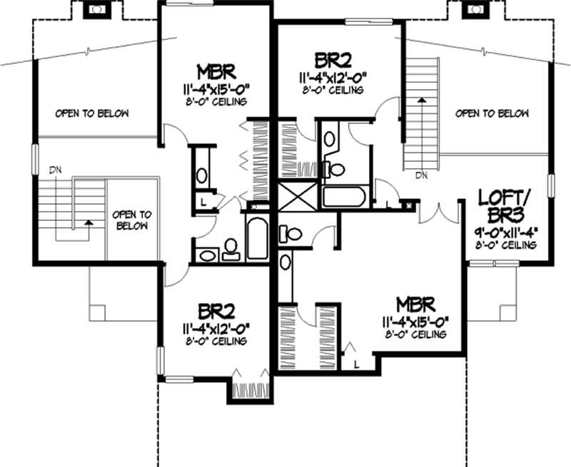 Floor Plan Second Story of Modern Plan #146-2119