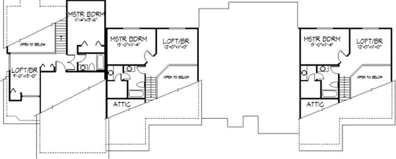 Floor Plan Second Story of Multi-Unit Plan #146-2120