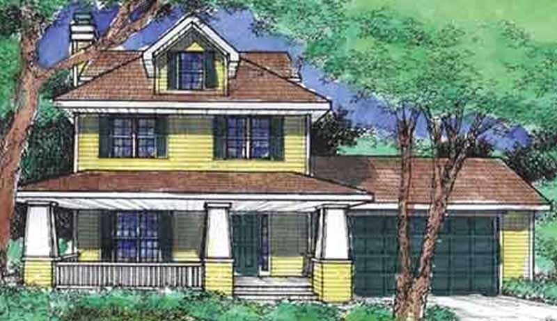Front view of Country home (ThePlanCollection: House Plan #146-2124)