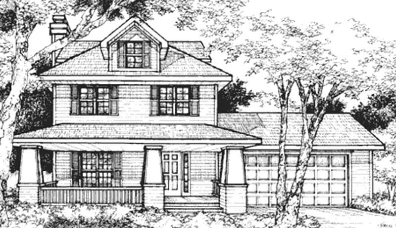 Home Plan Front Elevation of this 3-Bedroom,1609 Sq Ft Plan -146-2124
