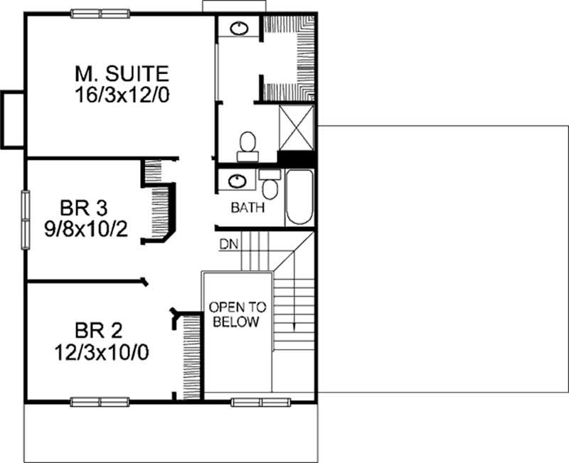 Floor Plan Second Story of Country Plan #146-2124