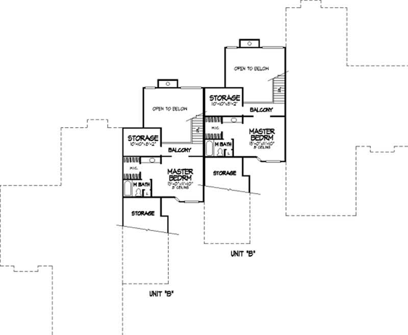 Floor Plan Second Story of Multi-Unit Plan #146-2125