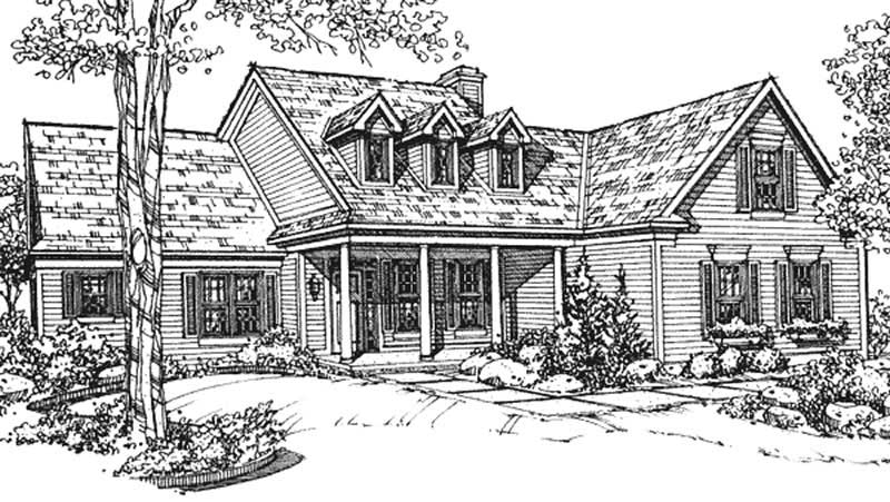Front view of Country home (ThePlanCollection: House Plan #146-2129)