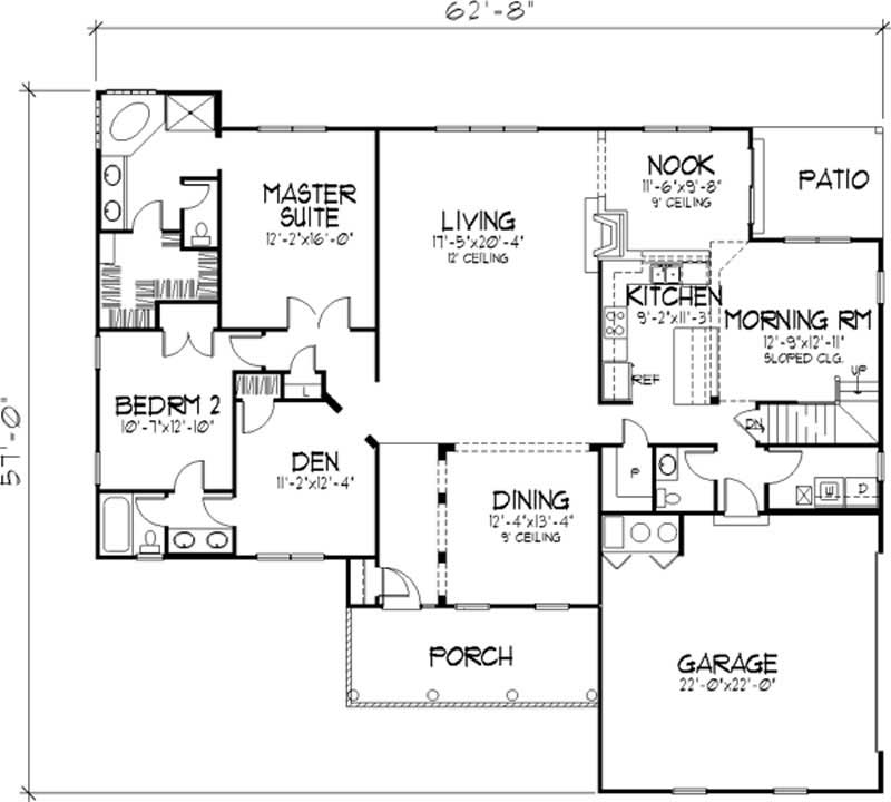 Floor Plan First Story of Country Plan #146-2129