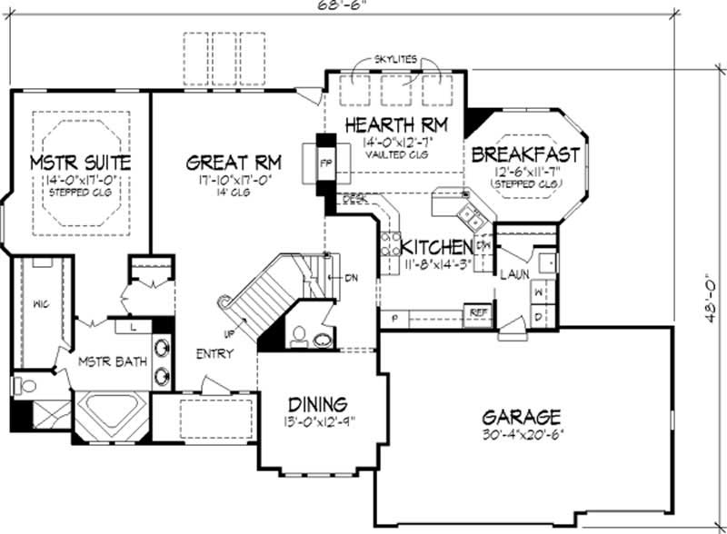 Floor Plan First Story of Colonial Plan #146-2130