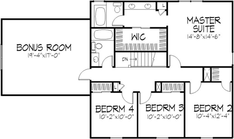 Floor Plan Second Story of Georgian Plan #146-2137