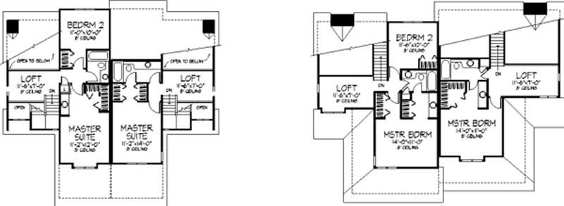 Floor Plan Second Story of Multi-Unit Plan #146-2138