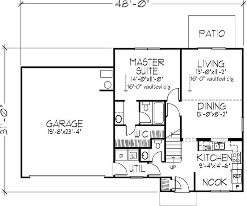 Floor Plan First Story of Colonial Plan #146-2142