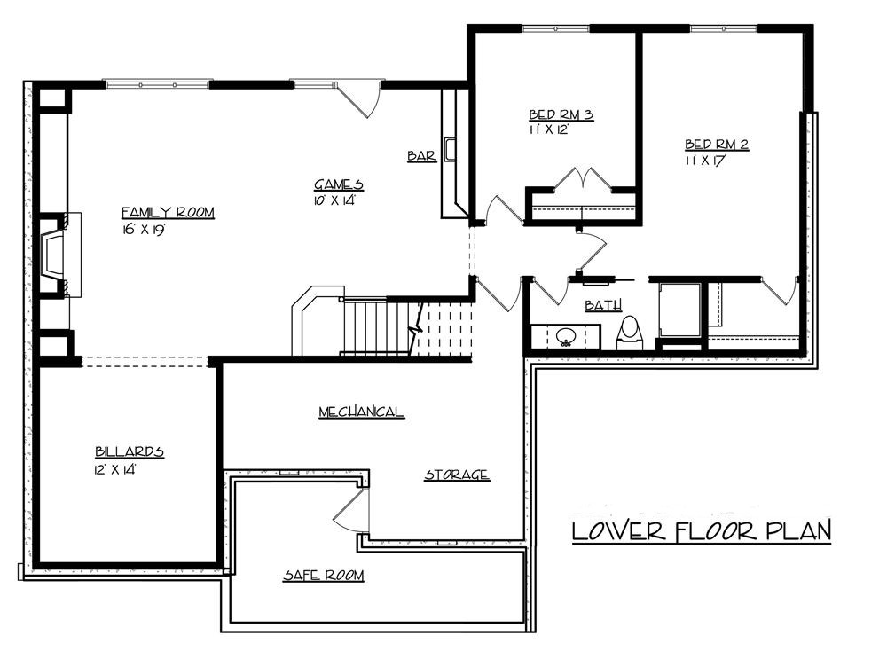 Floor Plan Basement of Country Plan #146-2143