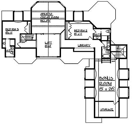 Floor Plan Second Story of Craftsman Plan #146-2144