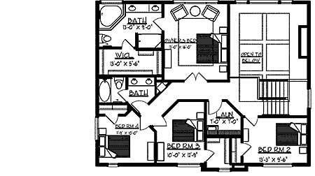 Floor Plan Second Story of Country Plan #146-2145