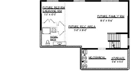 Floor Plan Basement of Country Plan #146-2145