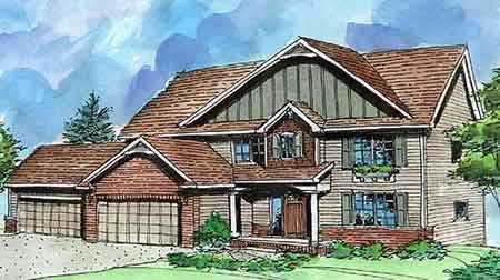 Front view of Country home (ThePlanCollection: House Plan #146-2145)