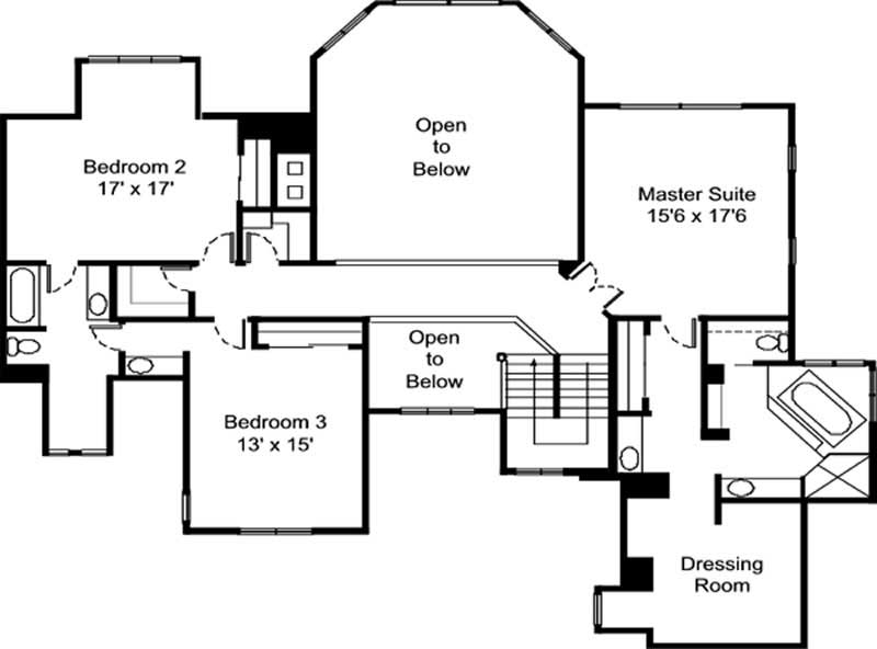 Floor Plan Second Story of Craftsman Plan #146-2151