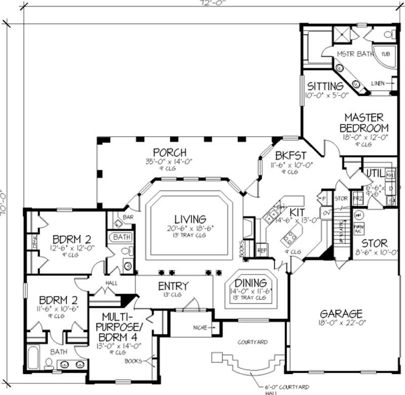 Floor Plan First Story of European Plan #146-2152