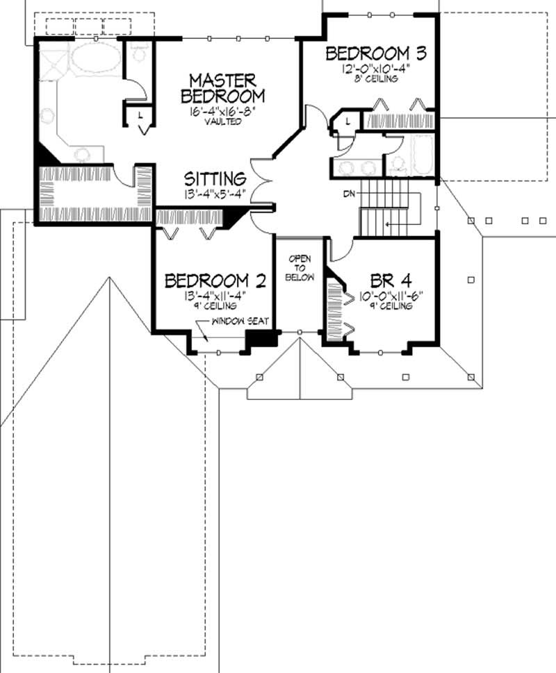 Floor Plan Second Story of Country Plan #146-2156