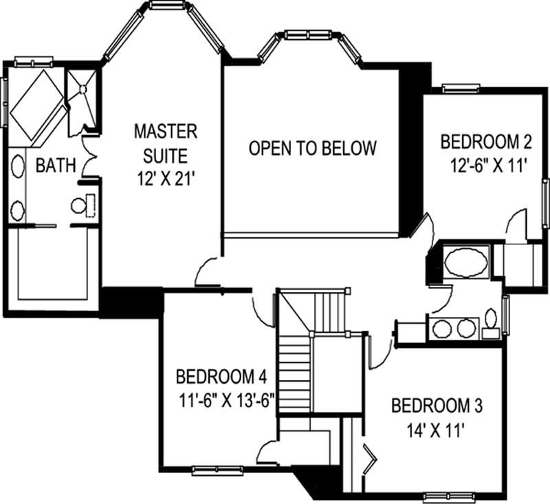 Floor Plan Second Story of European Plan #146-2159
