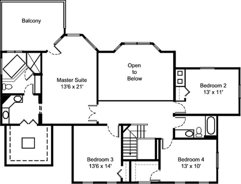 Floor Plan Second Story of Country Plan #146-2165