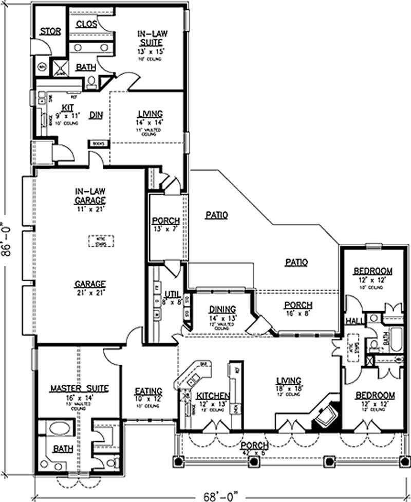 Floor Plan First Story of Country Plan #146-2173