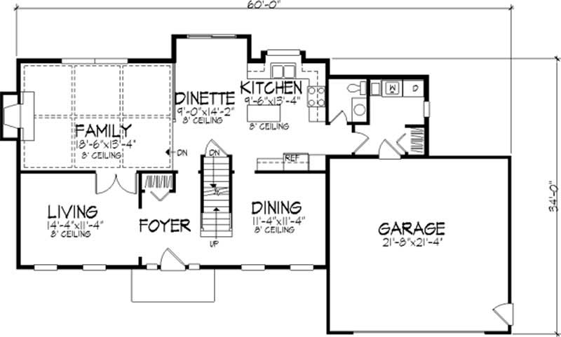 Floor Plan First Story of Colonial Plan #146-2176