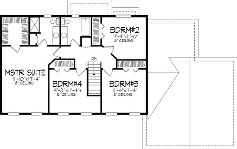 Floor Plan Second Story of Colonial Plan #146-2176