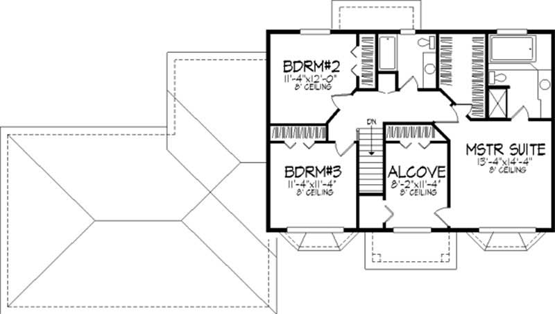 Floor Plan Second Story of Tudor Plan #146-2181