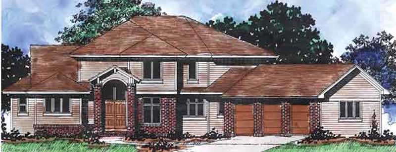 Front view of Colonial home (ThePlanCollection: House Plan #146-2186)
