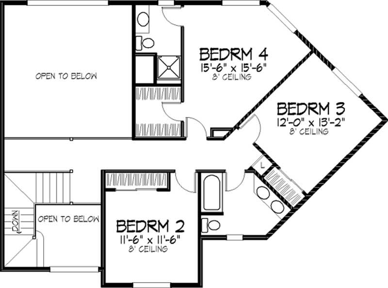 Floor Plan Second Story of Colonial Plan #146-2186