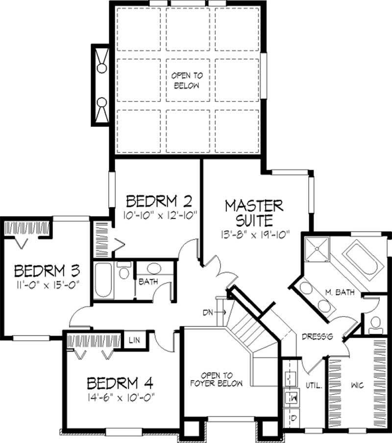 Floor Plan Second Story of European Plan #146-2193