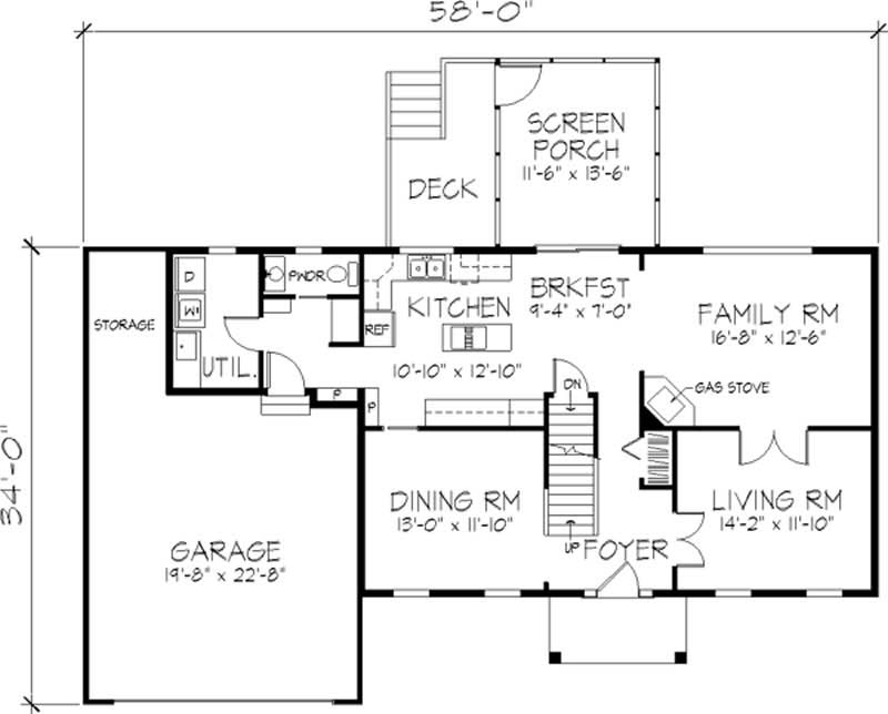 Floor Plan First Story of Colonial Plan #146-2196