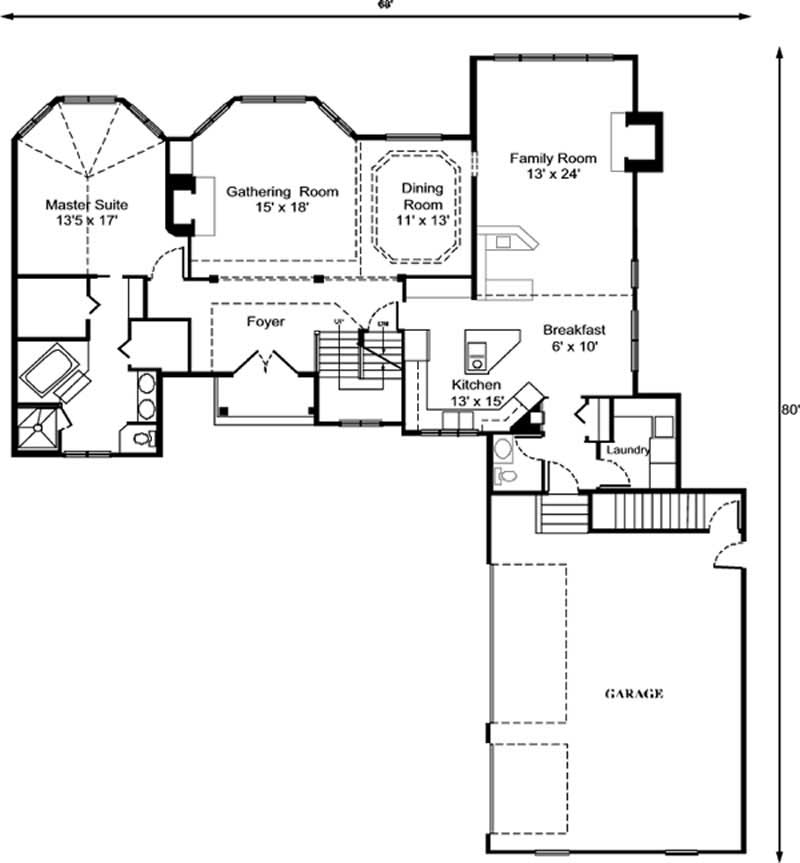 Floor Plan First Story of European Plan #146-2200