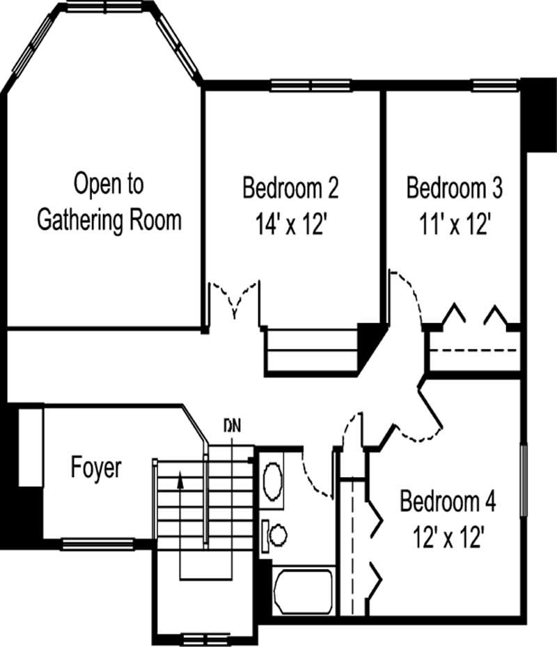 Floor Plan Second Story of European Plan #146-2200