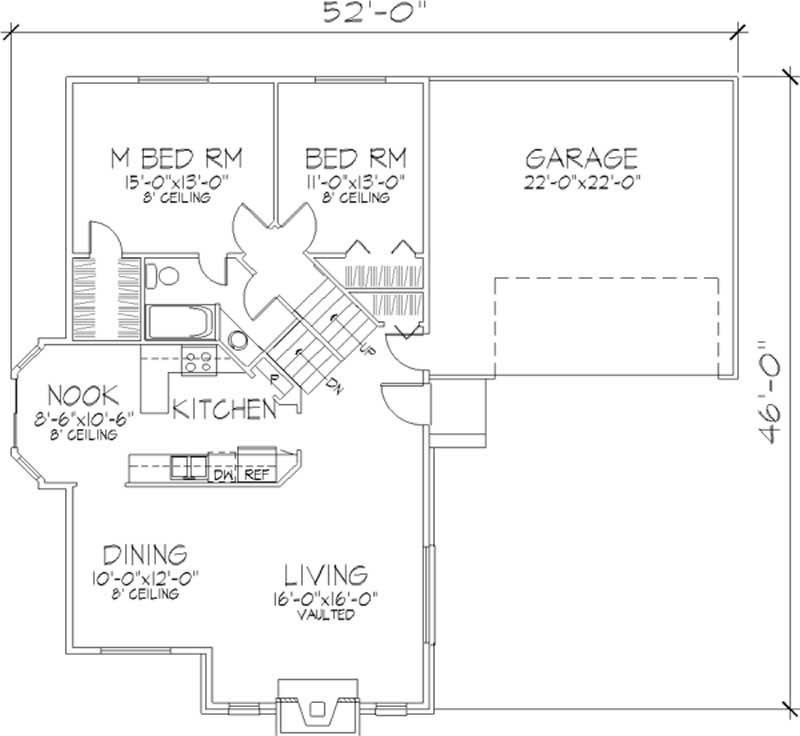Floor Plan First Story of Bungalow Plan #146-2203