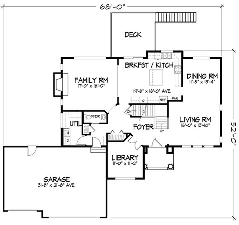 Floor Plan First Story of European Plan #146-2207