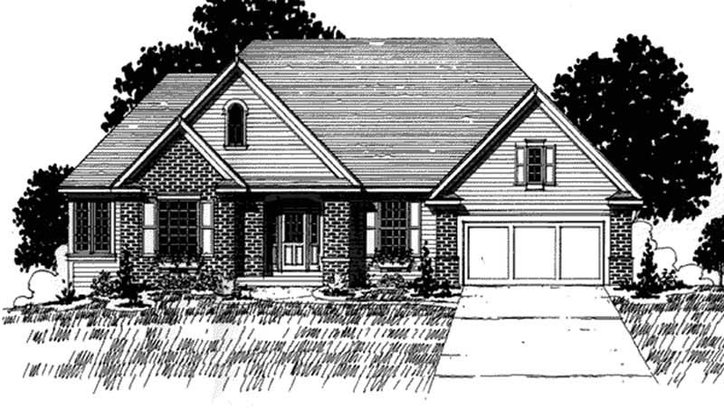 Front view of European home (ThePlanCollection: House Plan #146-2208)