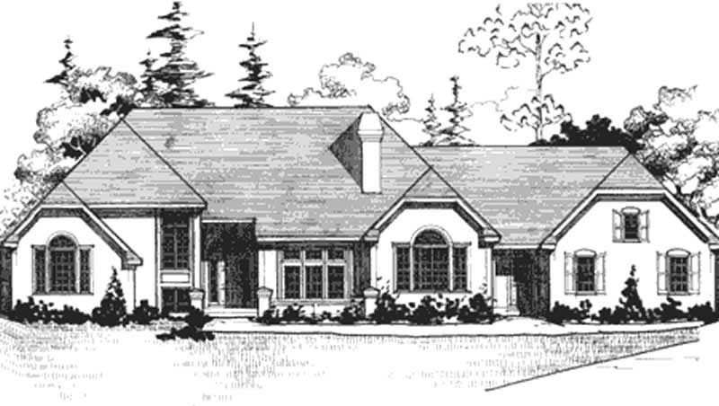 Front view of European home (ThePlanCollection: House Plan #146-2210)