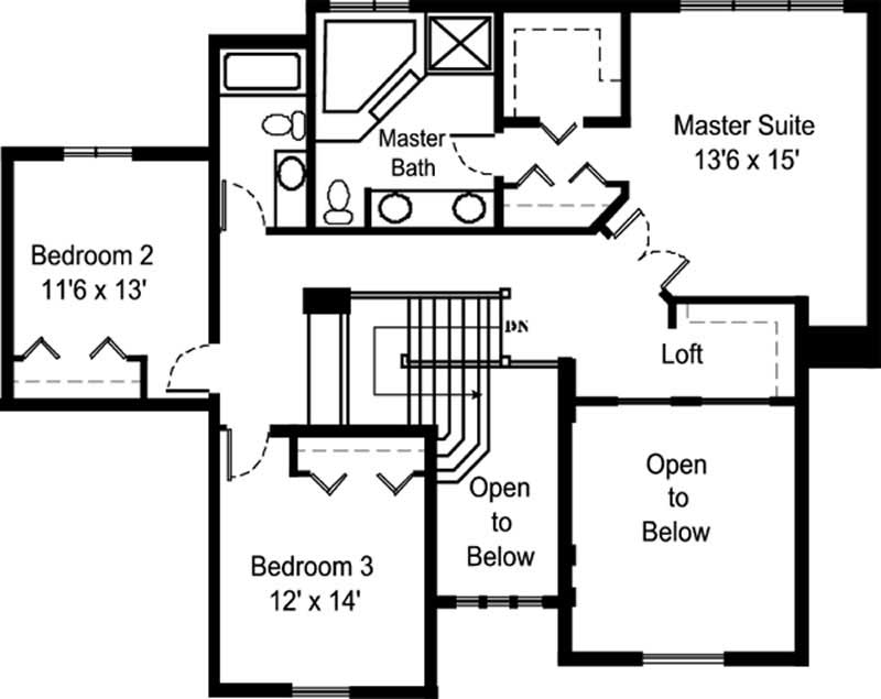 Floor Plan Second Story of European Plan #146-2216